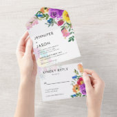 Elegante, kühne Rose und Peonies Wedding Invit All In One Einladung (Abreißen)