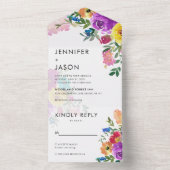 Elegante, kühne Rose und Peonies Wedding Invit All In One Einladung (Innen Boden)