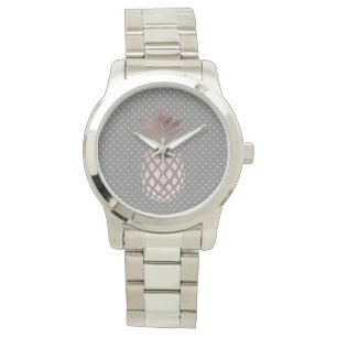 elegante Küken-Rosengoldananas-Polkapunkte Armbanduhr
