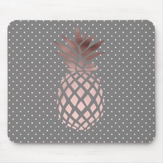 elegante Küken-Rosengoldananas-Polkapunkte Mousepad (Vorne)