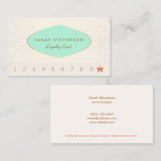 Elegante Kundenloyalty 10 Punch Card Treuekarte (Vorne/Hinten)