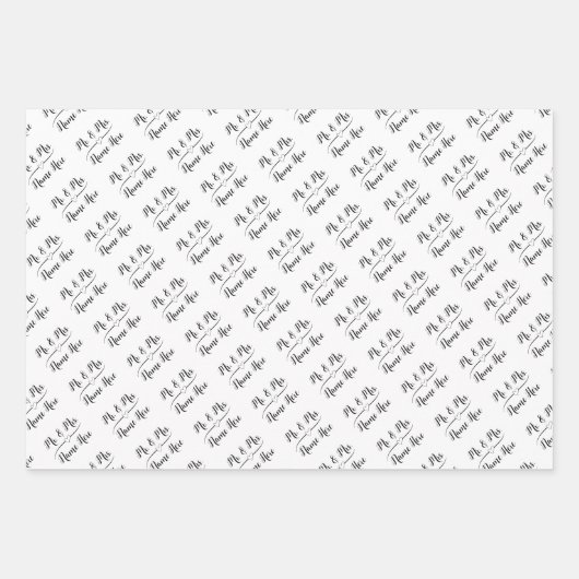 Elegante, kundenspezifische Wunschnamen Schwarz-we Geschenkpapier Set (Vorderseite 2)