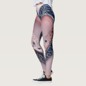 Elegante Kunst Blue & Pink Diamond Moon AI Leggings (Links)