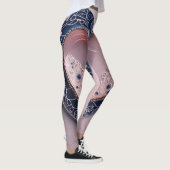 Elegante Kunst Blue & Pink Diamond Moon AI Leggings (Rechts)