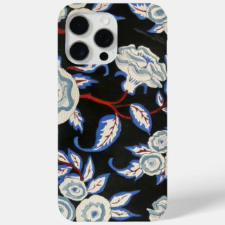 ELEGANTE KUNST-DECO-FLORALE, BLAUE WEISSE ROSEN IN iPhone 15 PRO MAX HÜLLE