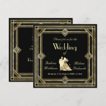 Elegante Kunst-Deko-Goldschwarz-Hochzeit