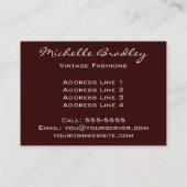 Elegante Kunst-Deko-Mode Visitenkarte (Rückseite)