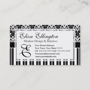 Elegante Kunst-Deko-Vintager Blumendamast und Visitenkarte