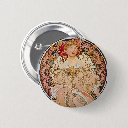 Elegante Kunst Nouveau Button (Vorne & Hinten)