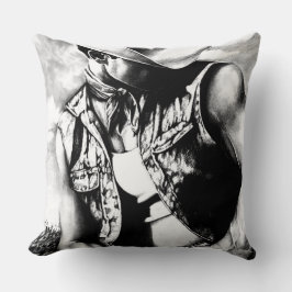 Elegante Kunst Zeichn Cowboy Country Man Kissen