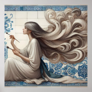 Elegante Künstlerin Frauen - Blauer Film Poster