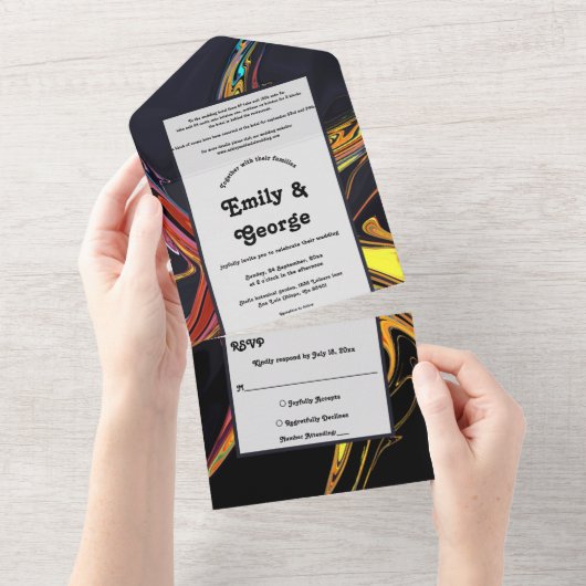 Elegante Künstlerische Abstrakt Moderne Minimal Ch All In One Einladung (Abreißen)