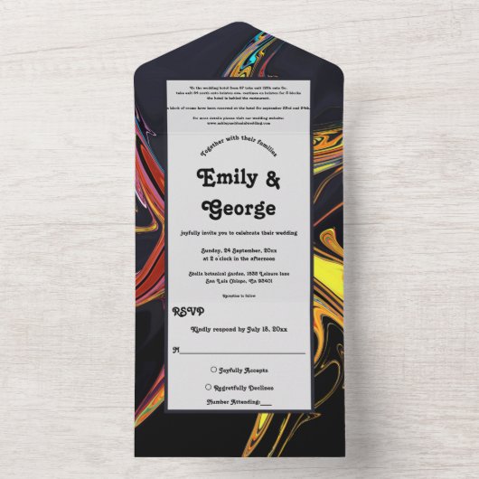 Elegante Künstlerische Abstrakt Moderne Minimal Ch All In One Einladung (Innen Boden)