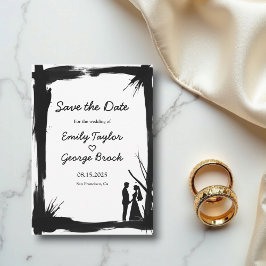 Elegante künstlerische Schwarz-Weiß-Moderne Hochze Save The Date