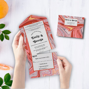 Elegante Kunstvoll Abstrakte Hochzeit Lava All In One Einladung