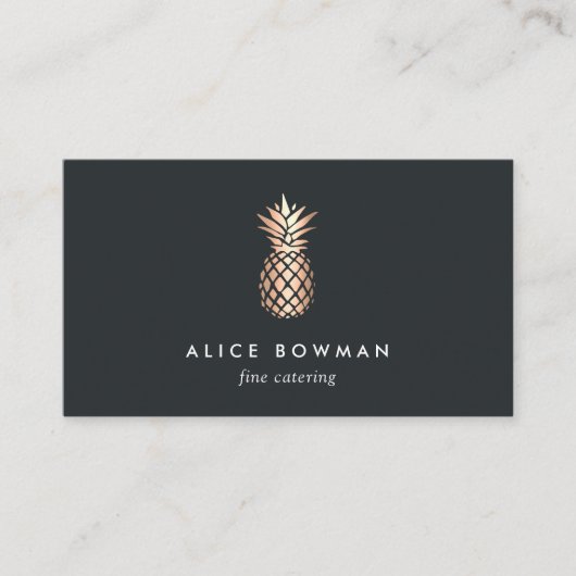 Elegante Kupfer-Ananas Visitenkarte (Vorderseite)