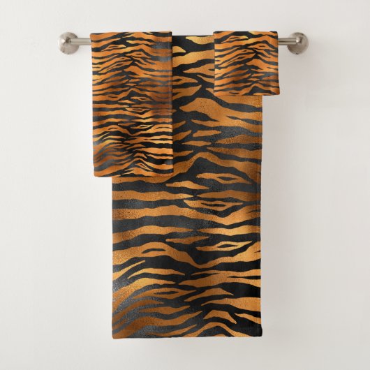 Elegante Kupfer Black Tiger Animal Print Badhandtuch Set (Insitu)