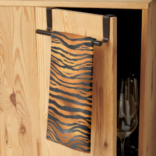 Elegante Kupfer Black Tiger Animal Print Geschirrtuch