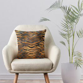 Elegante Kupfer Black Tiger Animal Print Kissen