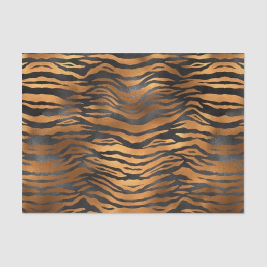 Elegante Kupfer Black Tiger Animal Print Seidenpapier (Vorderseite)