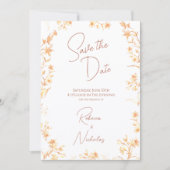 Elegante Kupfer-Glow-Wildblumen-Script-Foto Save The Date (Vorderseite)