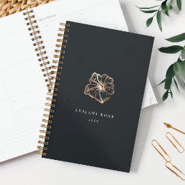 Elegante Kupfer-Hibiskus-Blume Personalisiert Planer