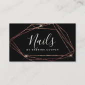 Elegante Kupfer Rose Gold Glitzer Rahmen Nägel Visitenkarte (Vorderseite)