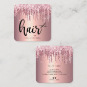 Elegante Kupfer Rose Gold Glitzer Tropfen Haarstyl Quadratische Visitenkarte (Vorne/Hinten)
