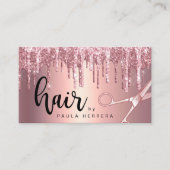 Elegante Kupfer Rose Gold Glitzer Tropfen Haarstyl Visitenkarte (Vorderseite)