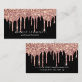 Elegante Kupfer Rose Gold Glitzer Tropfen Haarstyl Visitenkarte (Vorne/Hinten)