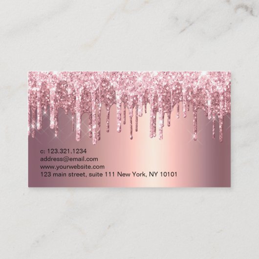 Elegante Kupfer Rose Gold Glitzer Tropfen Haarstyl Visitenkarte (Rückseite)