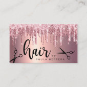 Elegante Kupfer Rose Gold Glitzer Tropfen Haarstyl Visitenkarte (Vorderseite)