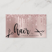Elegante Kupfer Rose Gold Glitzer Tropfen Haarstyl Visitenkarte (Vorderseite)