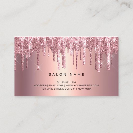 Elegante Kupfer Rose Gold Glitzer Tropfen Haarstyl Visitenkarte (Rückseite)