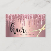 Elegante Kupfer Rose Gold Glitzer Tropfen Haarstyl Visitenkarte (Vorderseite)