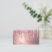 Elegante Kupfer Rose Gold Glitzer Tropfen Haarstyl Visitenkarte (Stehend Vorderseite)