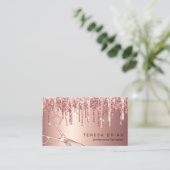 Elegante Kupfer Rose Gold Glitzer Tropfen Haarstyl Visitenkarte (Stehend Vorderseite)