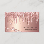 Elegante Kupfer Rose Gold Glitzer Tropfen Haarstyl Visitenkarte (Vorderseite)