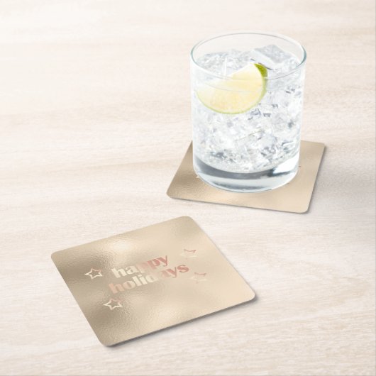 Elegante Kupfer Rose Gold Happy Holidays Weihnacht Rechteckiger Pappuntersetzer (Vor Ort)