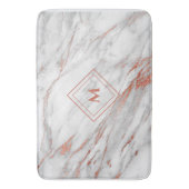 Elegante Kupfer-Rose Gold und Weißmarmor |Monogram Badematte (Vorderseite Vertikal)