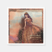 Elegante Kupfer-Rose Quinceañera Napkin Serviette (Vorderseite)