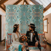 Elegante Kupfer Türkis Minimale Blume Wandteppich