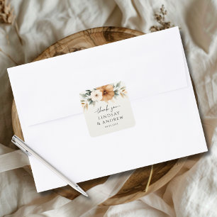 Elegante Kupfer- und erdige Beige-Hochzeit Quadratischer Aufkleber