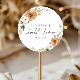 Elegante Kupfer- und erdige botanische Brautparty Runder Aufkleber