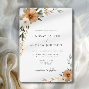 Elegante Kupfer- und erdige botanische Hochzeit Einladung