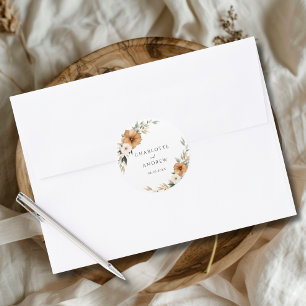 Elegante Kupfer- und erdige botanische Hochzeit Runder Aufkleber