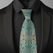 Elegante Kupfer und Türkis Minimale Blume Krawatte