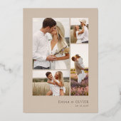 Elegante Kupfer-Wüsten-Sand-Fotocollage-Hochzeit Folien Feiertagskarte (Rückseite)