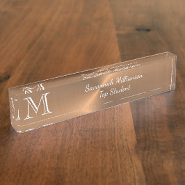 Elegante Kupferkesseln Metal Monogram Student Meta Namensplakette