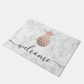 Elegante Kupferkiefer-Rose, weißer Marmor Fußmatte (Schrägansicht)